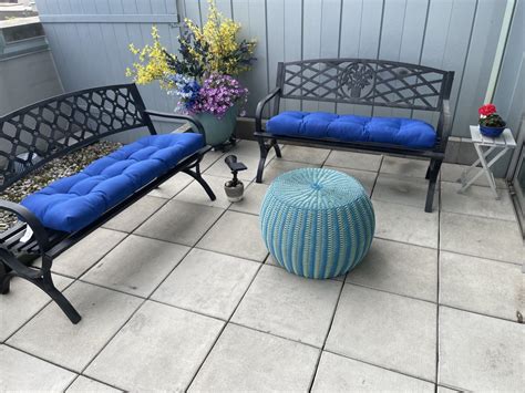 Navy Canvas Outdoor Wicker Settee Cushion