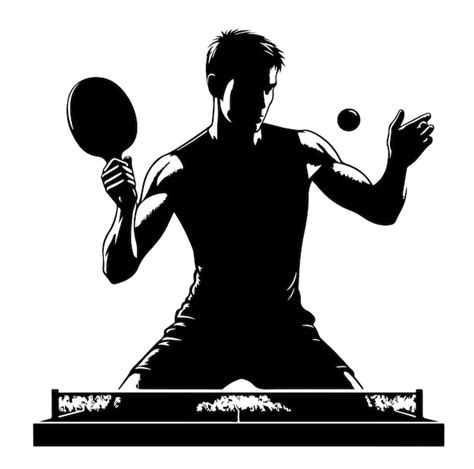 Premium Vector Table Tennis Player Pose Silhouette Illustration Vector