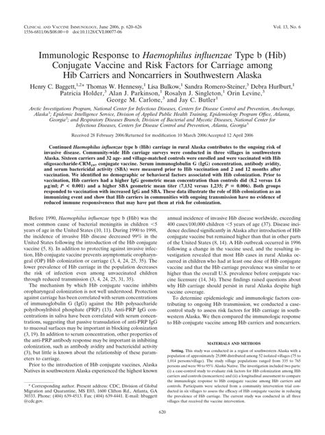 PDF Immunologic Response To Haemophilus Influenzae Type B Hib