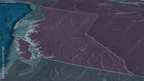 British Columbia Province With Its Capital Zoomed And Extruded On The