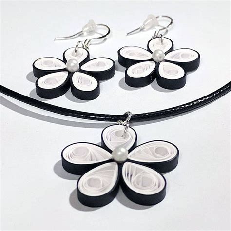 Quilled Paper Necklace Earring Set Quilling Paper Jewelry Etsy