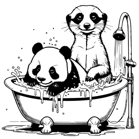 Panda drôle gratuit et suricate se baignant sur Bethub Fichier