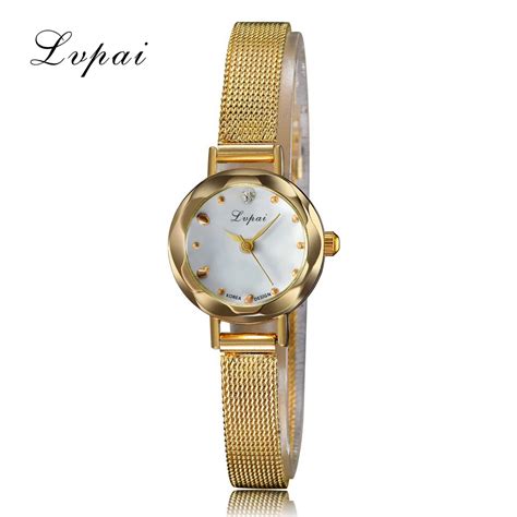 Lvpai Brand New Fashion Gold Silver Grid Strap Women Dress Watches For