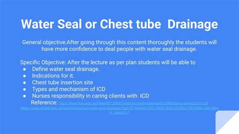 Medical Surgical Nursing Topic Intercostal Drainage Or Water Seal