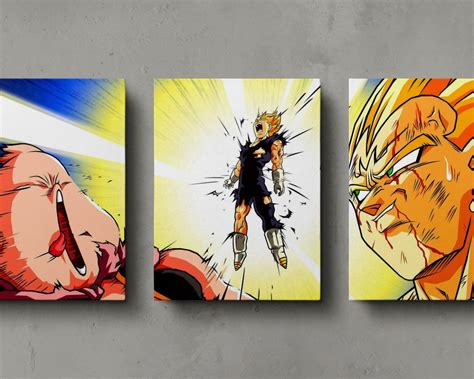 Cuadro Canvas Set 3 Anime Dragon Ball Majin Buu Vegeta P33 Meses Sin