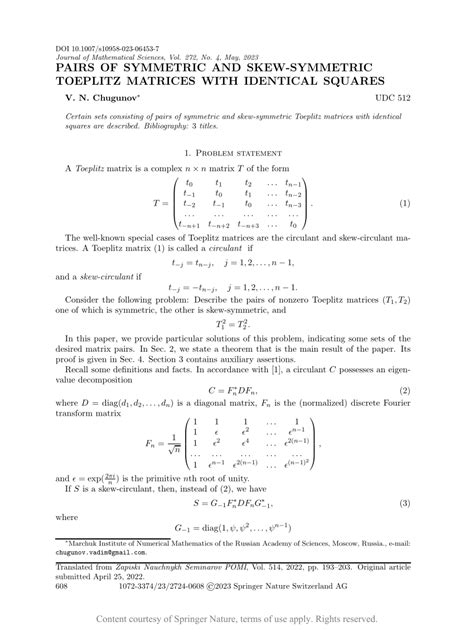 Pairs Of Symmetric And Skew Symmetric Toeplitz Matrices With Identical