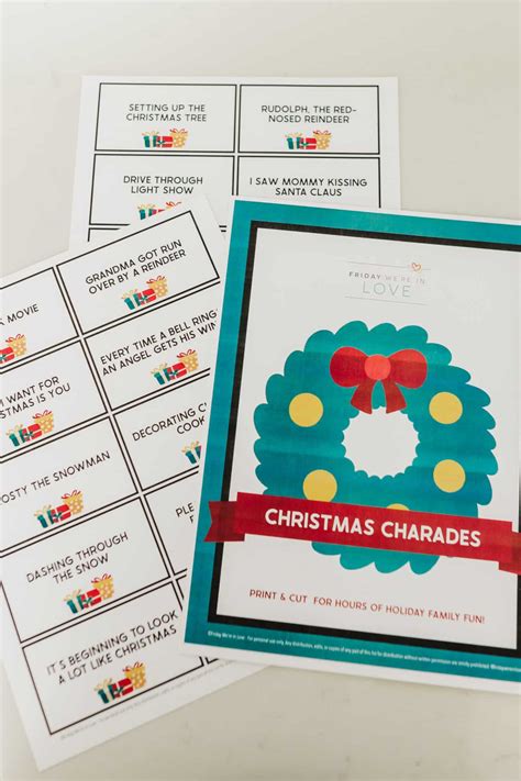 Christmas Charades Free Printable Game Cards Friday Were In Love