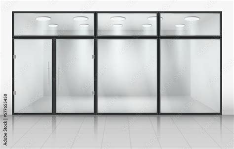 Vecteur Stock Office Glass Doors Store Windows Front Wall Vitrine Of Commercial Shop