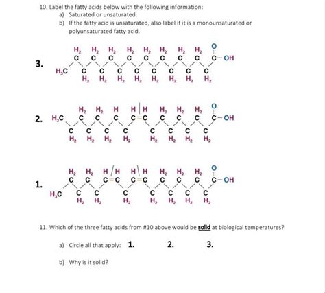 Solved Label The Fatty Acids Below With The Following Chegg