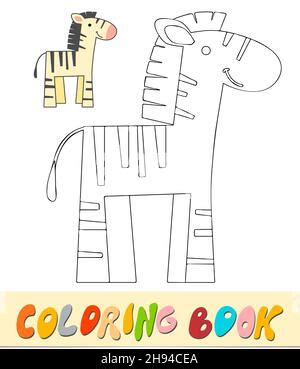 Libro Da Colorare O Pagina Per Bambini Illustrazione Zebra In Bianco E