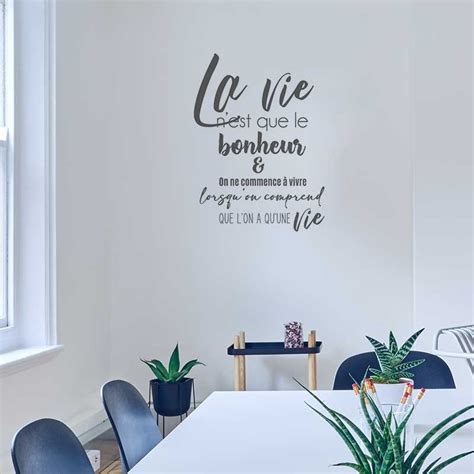 Sticker Mural Et Vitrine Citation La Vie Et Le Bonheur