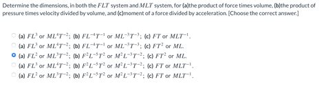 Solved Determine The Dimensions In Both The FLT System