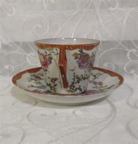 Vintage Japanese Porcelain Cup And Saucer With Birds And Flowers