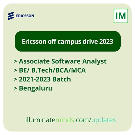 Ericsson Off Campus Drive Associate Software Analyst Be B