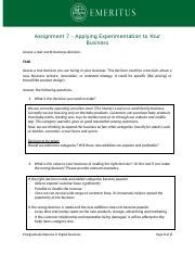 PGDDB Assignment 7 Applying Experimentation To Your Innovation Template