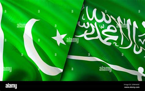 Pakistan and Saudi Arabia flags. 3D Waving flag design. Pakistan Saudi Arabia flag, picture ...