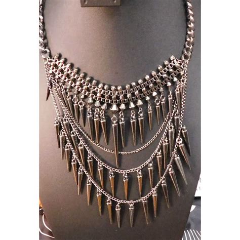 Other Gothic Spike Layered Necklace Gem