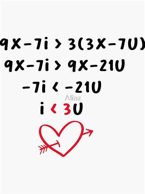 I Love You Math Equation Sticker For Sale By Aliaz Redbubble