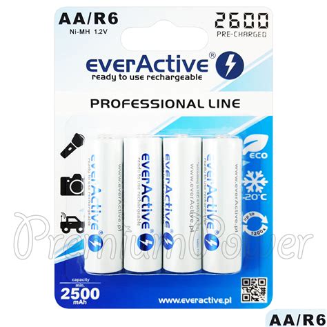 4 X EverActive AA Rechargeable Batteries Professional Line R6 Min