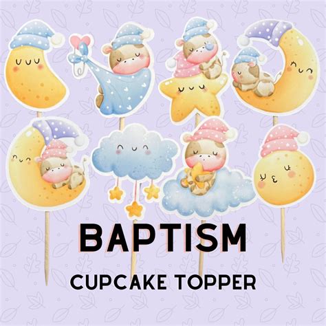 Baby Boy And Girl Baptism Christening Cupcake Topper Gender Reveal