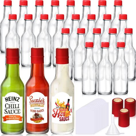 Amazon SiliFine 24 Sets Hot Sauce Bottles With Caps Printable Bottle Labels Small Sauce