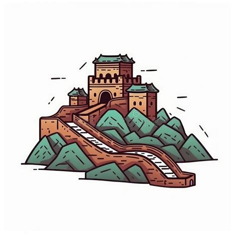 Illustration Of A Drawing Of The Great Wall Of China Stock Photo