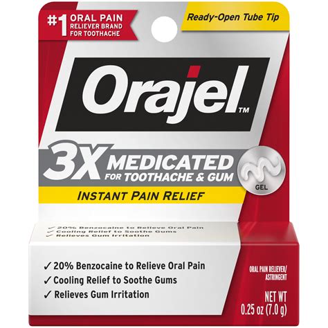 Orajel Maximum Strength Gel For Toothache Oral Pain Reliever 025 Oz