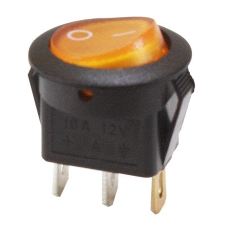 Interrupteur à bascule illuminé ON OFF SPST 3 pins 12V 16A Ambre