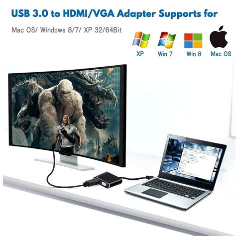 USB 3.0 Male To HDMI VGA Female Adapter