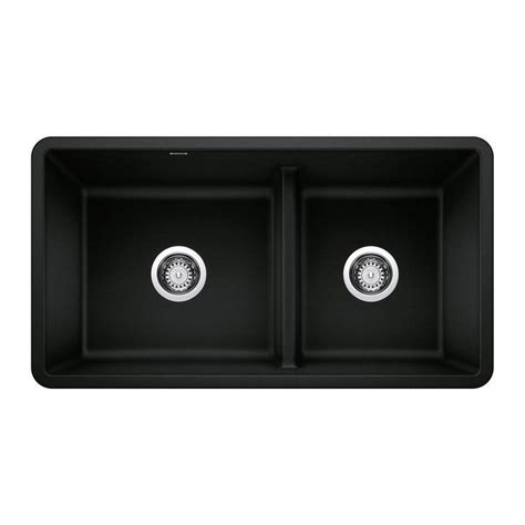 Black Double Bowl Kitchen Sink With Two Faucets