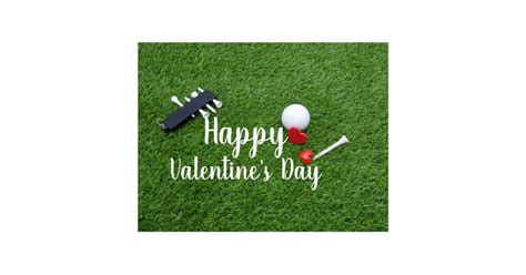 Golf With Love On Green Happy Valentines Day Card