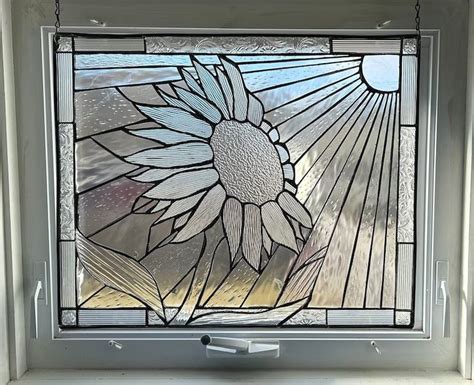 Clear Sunflower In The Sun Stained Glass Panel Etsy Australia Diy