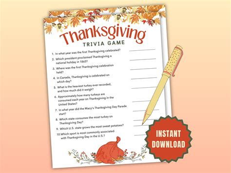 Thanksgiving trivia quiz 10 free pdf printables – Artofit