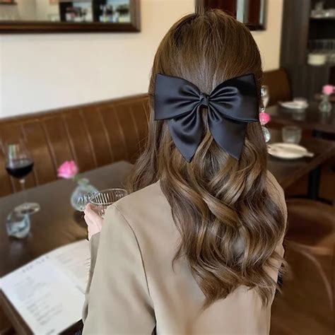 New Minimalist Style Solid Color Hair Clips Women Fashion Silk Black