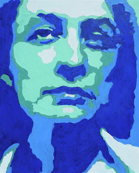 Georgia O Keeffe Portrait In Teal And Ultramarine Blue Painting By