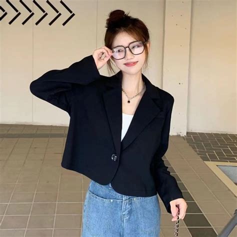 Blazer Small Suit Coat Female Korean Casual Top Versatile Khaki Suit Female Shopee Philippines