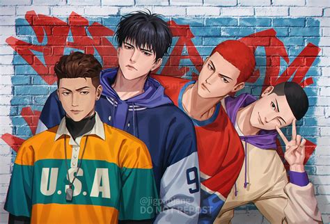 Sakuragi Hanamichi Rukawa Kaede Miyagi Ryouta And Sawakita Eiji