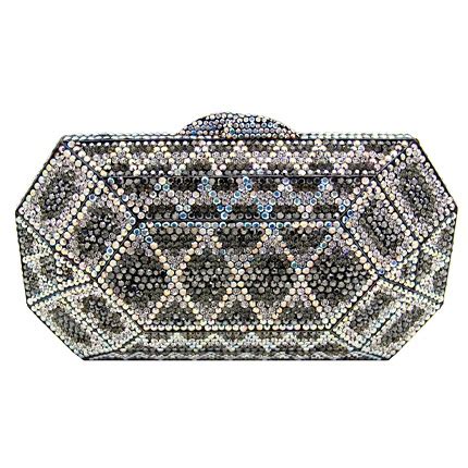 Butler Wilson Swarovski Crystal Art Deco Style Clutch Bag Pewter