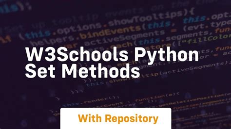 W3schools Python Set Methods Youtube