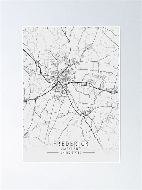 Frederick Maryland Us Gray City Map Poster For Sale By Ctmapprint