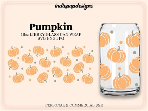 Pumpkin Libbey Glass Can Svg Glass Can Wrap 16oz Wrap Etsy