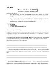 Understanding Atmospheric Moisture Lab Activities | Course Hero
