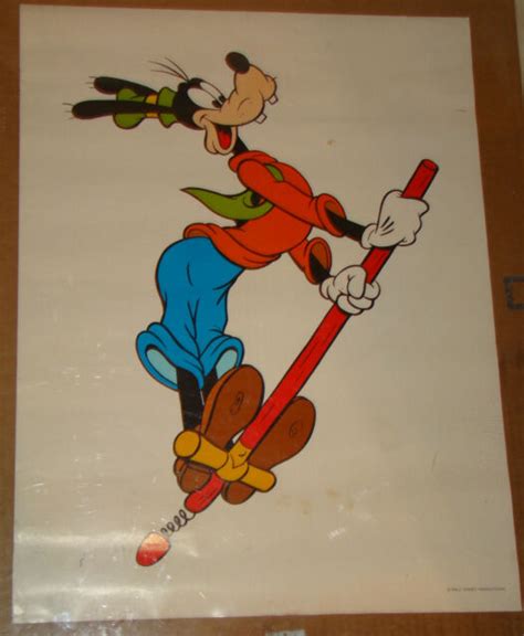 Vtg Goofy Pogo Stick Walt Disney Poster 18 X24 Ebay