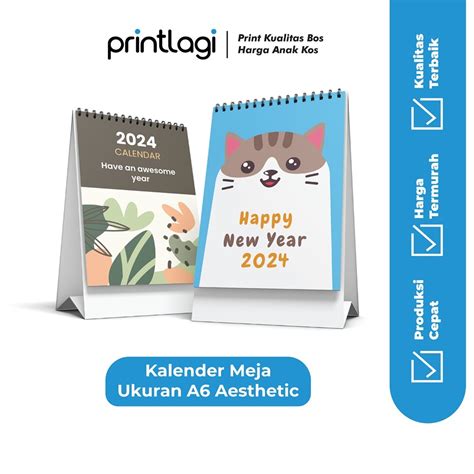 Jual Kalender Meja Ukuran A6 Estetik Desain Random Kalender A6