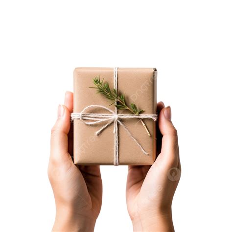 Close Up Of Female Hands Holding A Small Christmas Gift Wrapped With