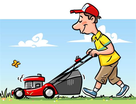 Man Mowing Lawn Illustrations Royalty Free Vector Graphics And Clip Art