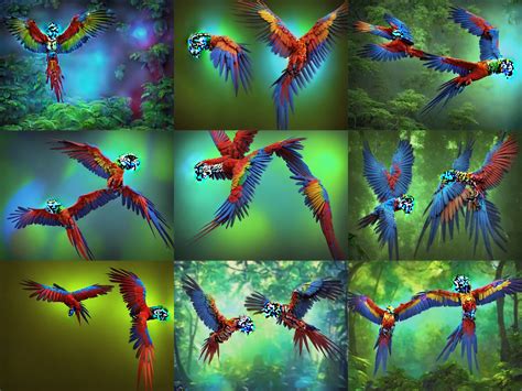 A Beautiful Psychedelic Macaw Flying Through The Stable Diffusion