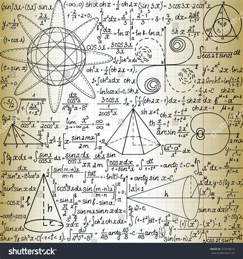 Vector Seamless Pattern Mathematical Figures Formulas Stock Vector