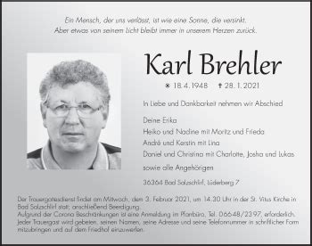 Traueranzeigen Von Karl Brehler Trauer36 De