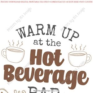 Hot Beverage Bar Sign Hot Chocolate Station Hot Cocoa Drink Display Warm Apple Cider Coffee